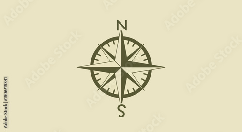 Vintage Compass Rose Navigation Direction Symbol