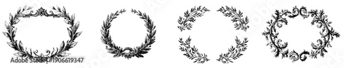 Elegant Black and White Artistic Laurel Wreath