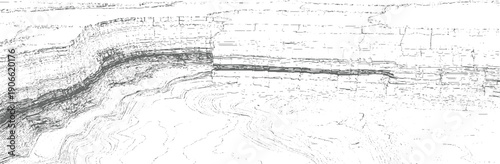 Detailed topographic map contour lines showing geological strata and cliff formations topography