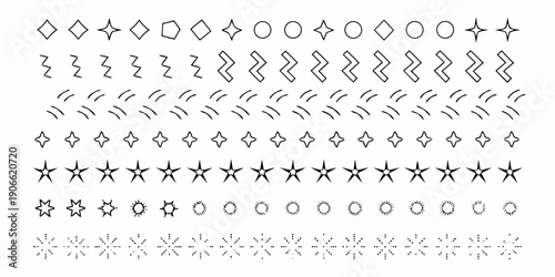 A series of repeating geometric patterns in black and white