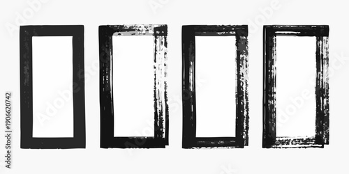 Four rectangular frames in a row black on white background