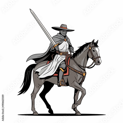 flat illustration of mounted soldiers
