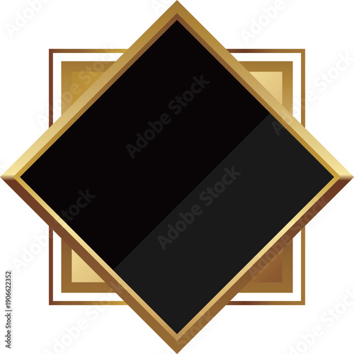 高級感のある幾何学フレーム　ブラック＆ゴールド
