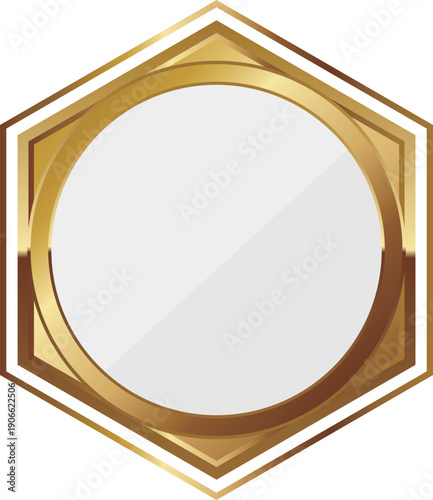 高級感のある幾何学フレーム　ホワイト＆ゴールド