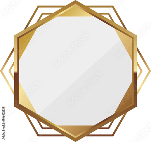 高級感のある幾何学フレーム　ホワイト＆ゴールド