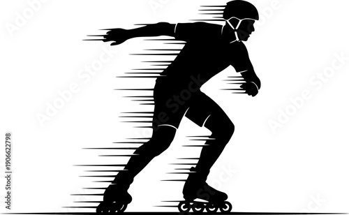 Minimal Rollerblade Sport Action Pictogram Vector Illustration