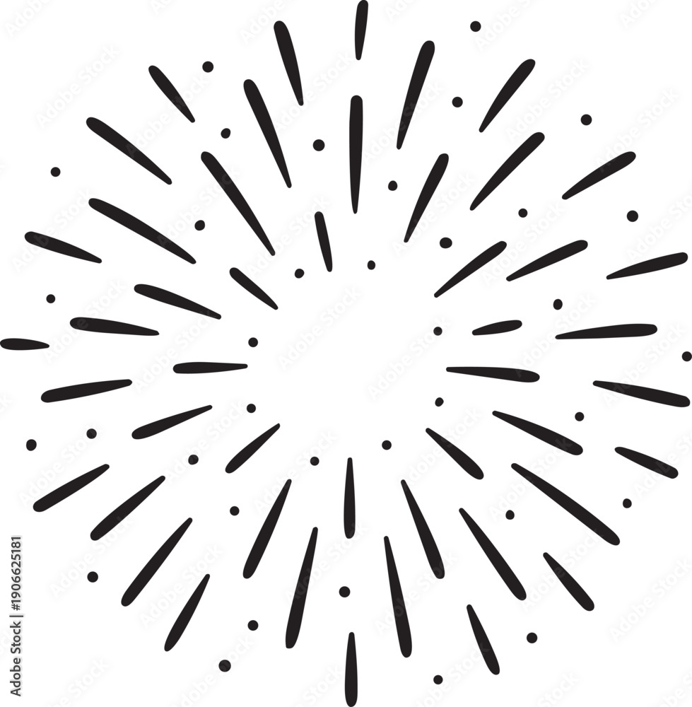 Fototapeta premium Sketchy hand drawn sun rays vector for casual design themes