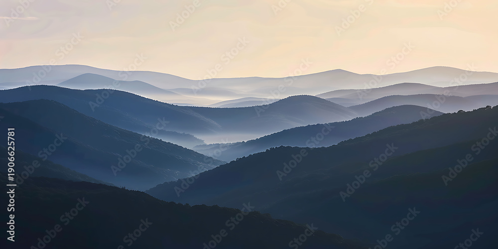 Fototapeta premium Misty Blue Mountain Landscape