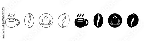 Coffee icons. Black and white design. For the cafeteria.