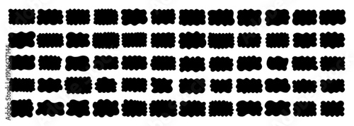 Doodle frame wavy organic shape and rectangle text box with curvy cloud abstract vector. Drawn irregular hand background for a fluid free bubble banner or smooth scallop element