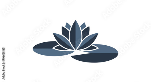 Stylized Lotus Flower and Lily Pad Icon