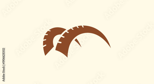 Stylized Ram Horns Silhouette Icon, Minimalist Vector Art