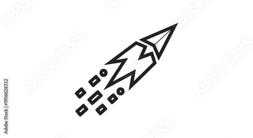 Stylized Rocket Launching Upwards, Vector Icon