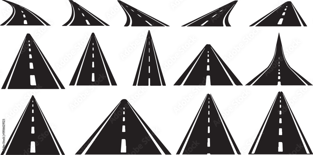 Obraz premium Various Roadway Lane Dividers and Angles Illustration Set