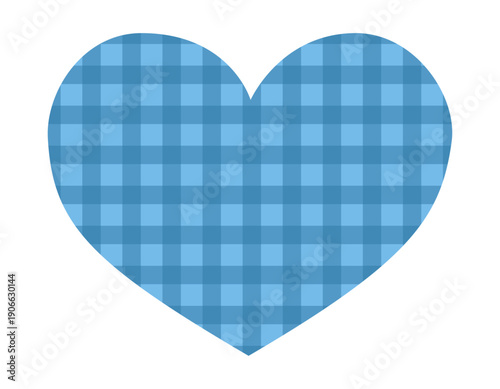 チェック柄ハートのシンプルなフレーム素材　青