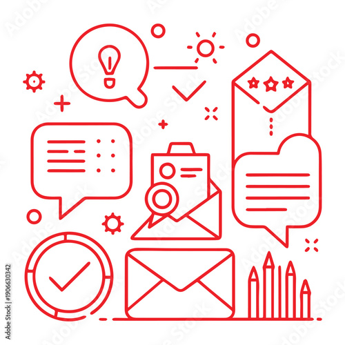Email Messaging Checkmark Line Art
