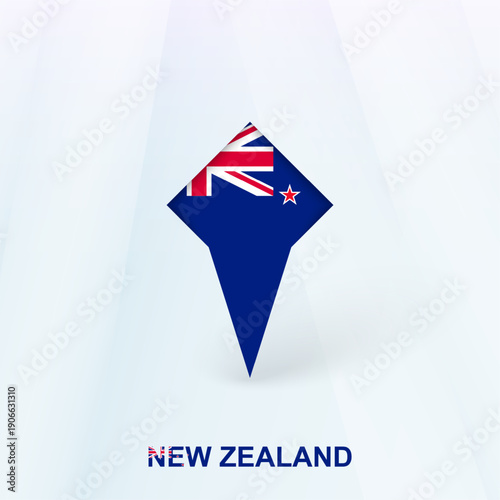 New Zealand Flag Pin Icon with Geometric Design.