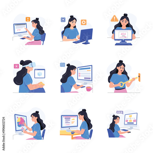 Here is a modern flat illustrations set of web development, ready to use vectors