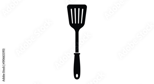 A black silhouette of a kitchen spatula on a white background