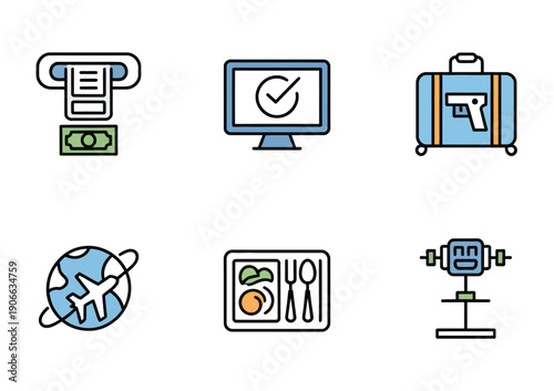 Vector illustration of a hand pressing a blue keypad button