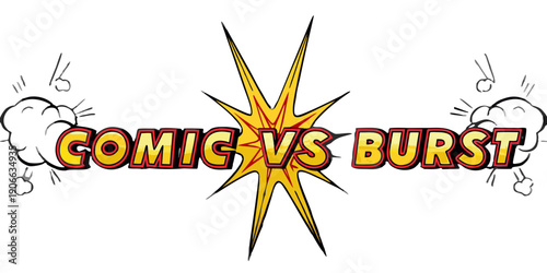 Comic book style burst graphic with text comics vs burst on black