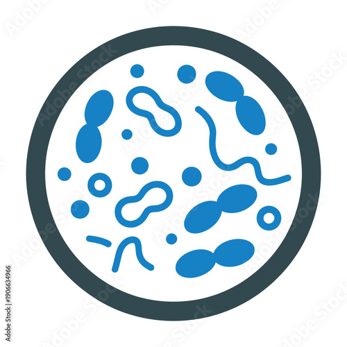 Vector illustration of various bacteria in a petri dish.