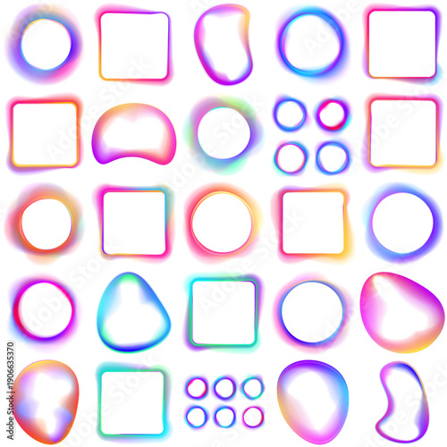 vibrant abstract fluid gradient frames and shapes set for modern digital design and creative backgrounds.