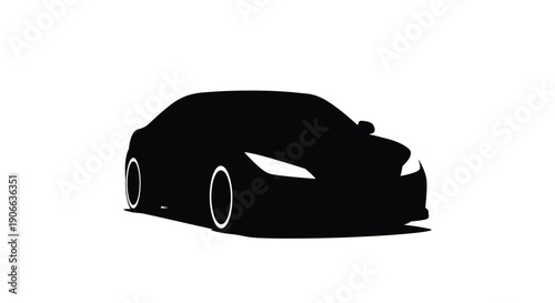 Silhouette of a modern sedan car against a white background