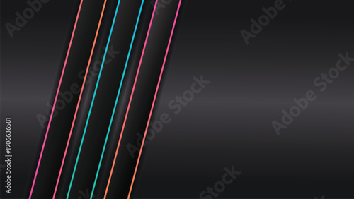 Minimal abstract neon line on dark background 