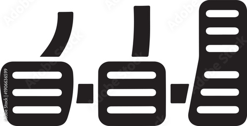 Automotive manual pedals set vector illustration showing clutch brake and accelerator for racing simulator equipment and car enthusiast