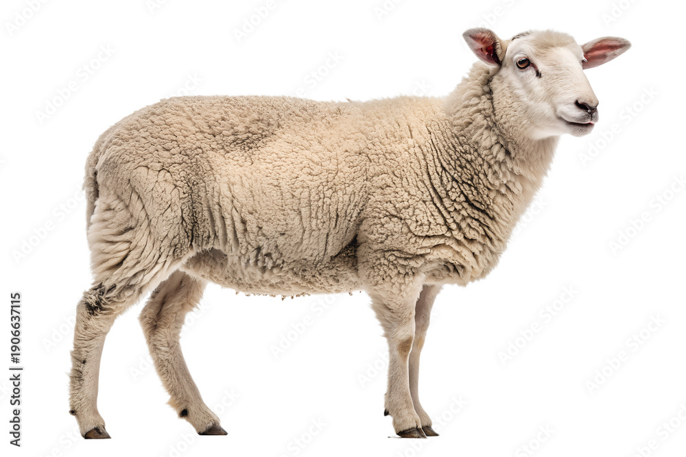 Fototapeta premium Realistic Sheep Isolated on White Background