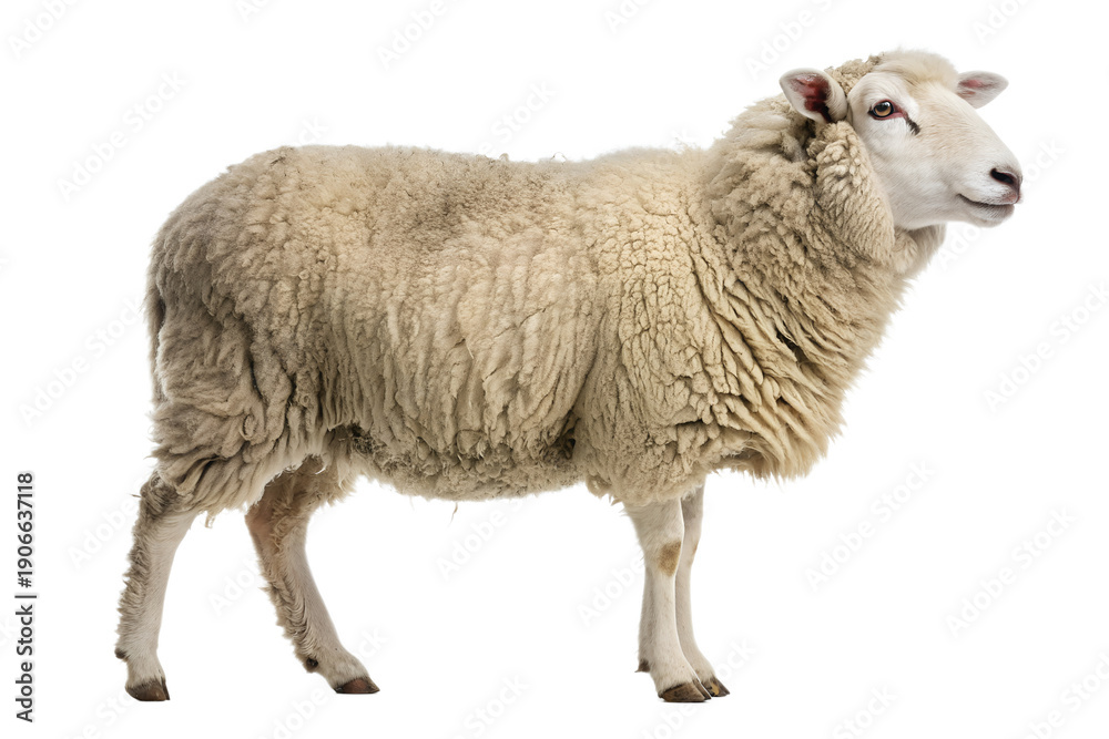 Fototapeta premium Realistic Sheep Isolated on White Background