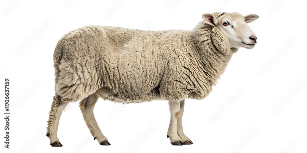 Fototapeta premium Realistic Sheep Isolated on White Background