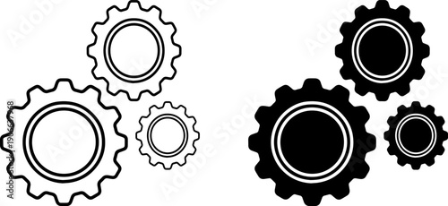 Gear icons for business and technology concepts in modern design