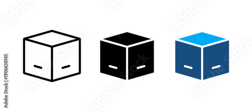 Box icon set. Product package cardboard shipping parcel box icon collection. Close carton box vector sign