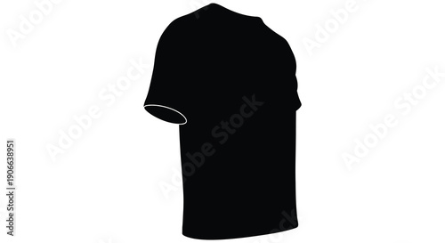 A stark black silhouette of a t shirt viewed from the side highlighting its form and simple design silhouette high quality professional