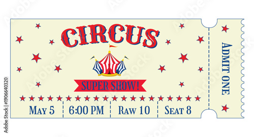 Vintage circus ticket with circus tents