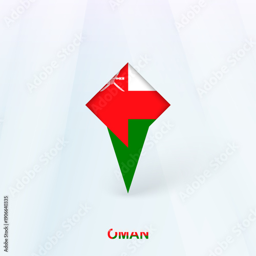 Oman Flag Pin Icon with Geometric Design.