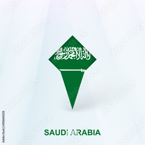 Saudi Arabia Flag Pin Icon with Geometric Design.