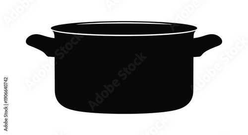 A simple black silhouette of a cooking pot with two handles presented on a stark white background silhouette high quality professional