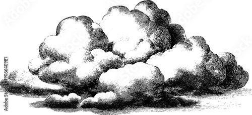 Vintage botanical engraving of stratified cloud formation for retro design