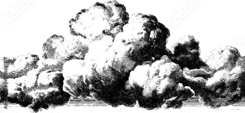 Cloud shadow diffusion in vintage botanical engraving design for art prints