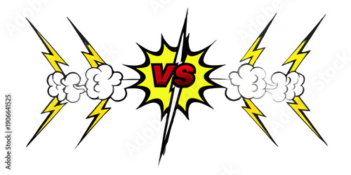 Comic book style versus graphic with lightning and cloud formations