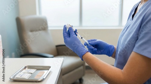 Medical Professional Preparing Vaccine or Medication.