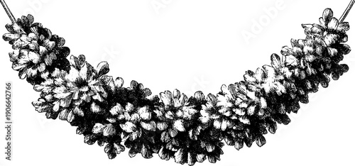 Elegant vintage botanical festive garland design for holiday décor