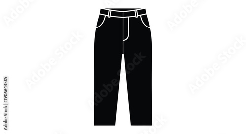 A stark black silhouette of a pair of classic straight leg trousers against a white background silhouette high quality professional detailed modern