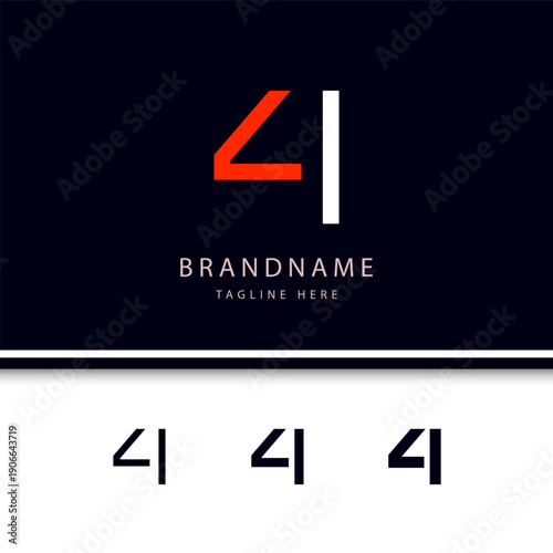 Number 4, digital numeral four, including set of three different cyber numbers, vector illustration 10EPS