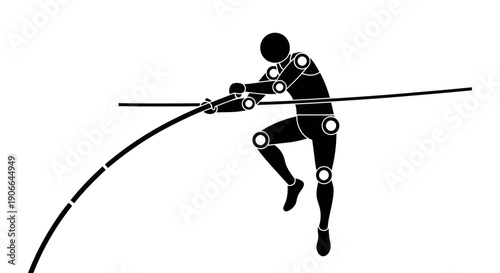 Pole Vault Athlete Silhouette with Articulated Joints