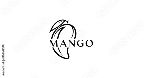 Mango Fruit Logo Design, Minimalist Tropical Fruit Icon, Vector Illustration