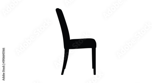 A stark black silhouette of a modern chair stands isolated on a white background a simple design silhouette high quality professional